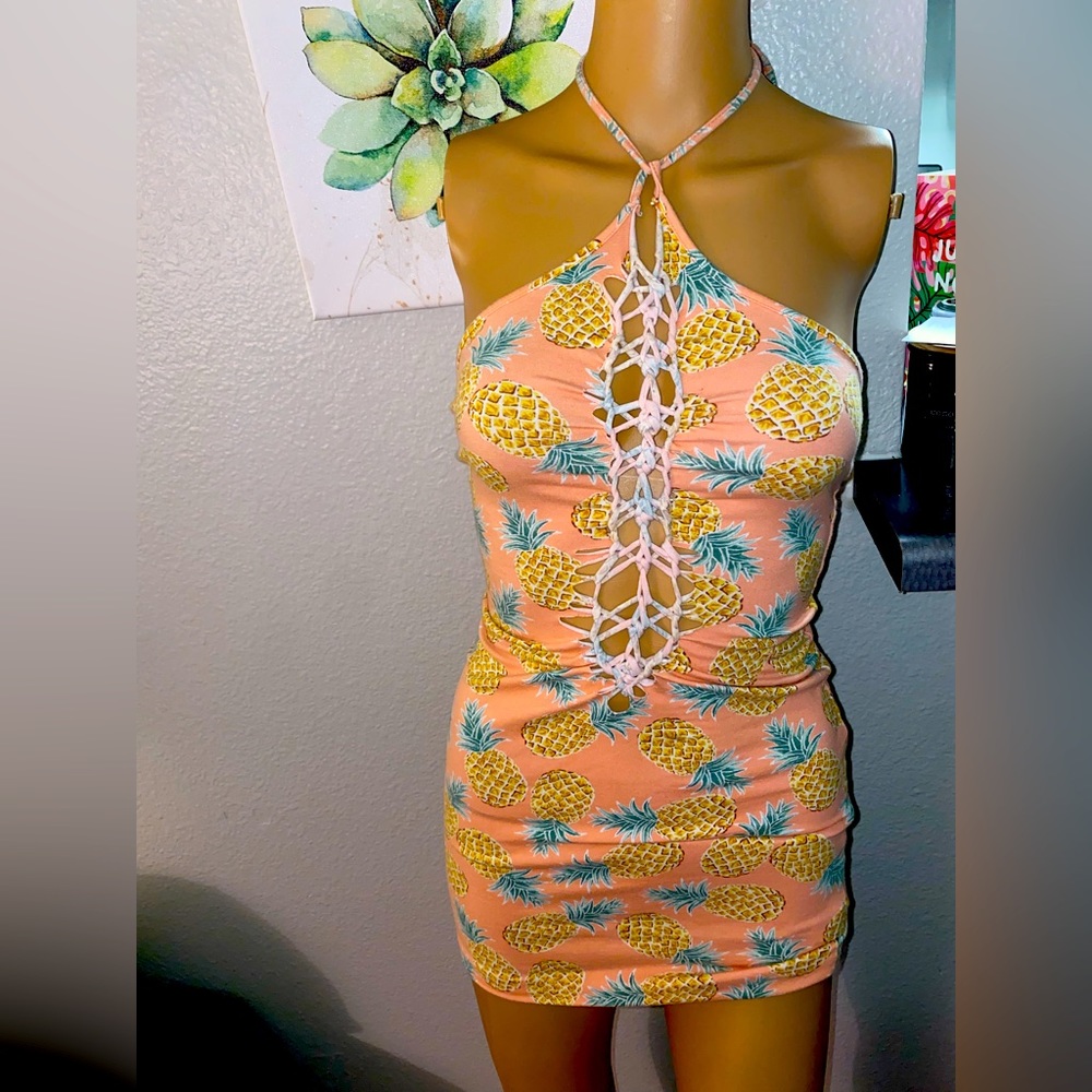 🧡🍍Pineapple summer bodycon orange dress 🍍🧡